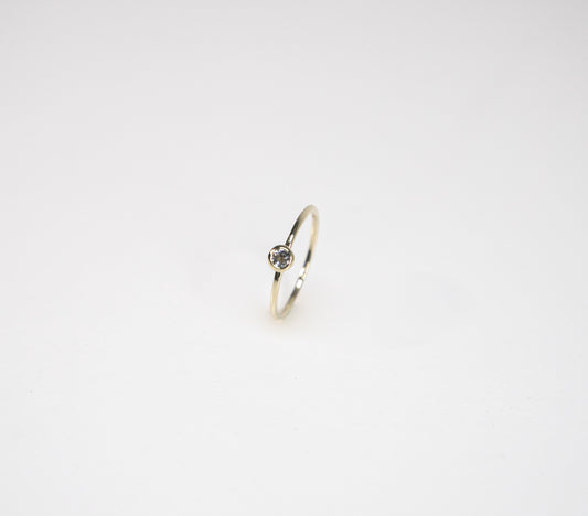 9ct Gold Silver Topaz Bezel Ring [3mm]