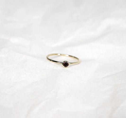 9ct Gold Garnet Bezel Ring [3mm]