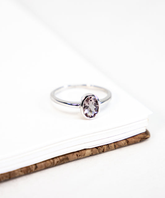 925 Morganite Oval Solitaire Ring