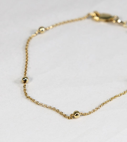 Gold Plated 925 Bead Chain Bracelet [3mm]