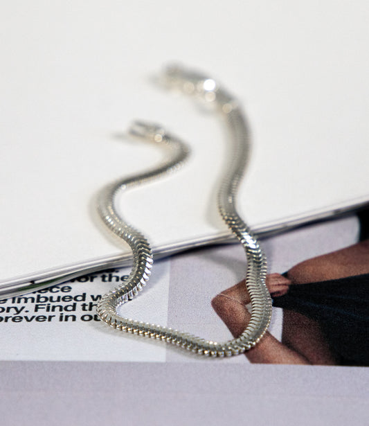 925 Sterling Silver Flat Snake Chain Bracelet [3.5mm]