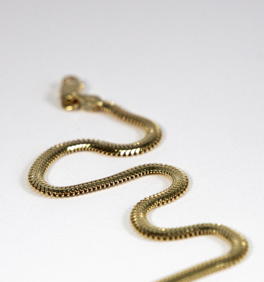 Gold Plated 925 Flat Snake Chain Bracelet [3.5mm]