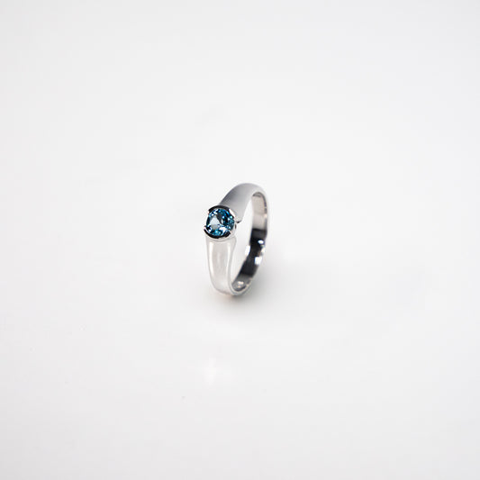 925 Blue Topaz Solitaire Ring [5mm]