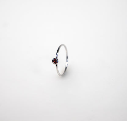 Stering Silver Garnet Bezel Ring