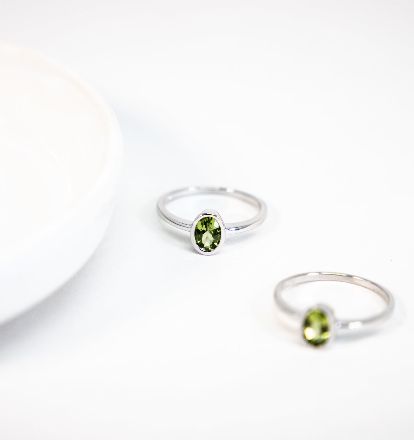 Peridot Oval Solitaire Ring