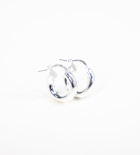 16mm Silver Tube Hoop Earring