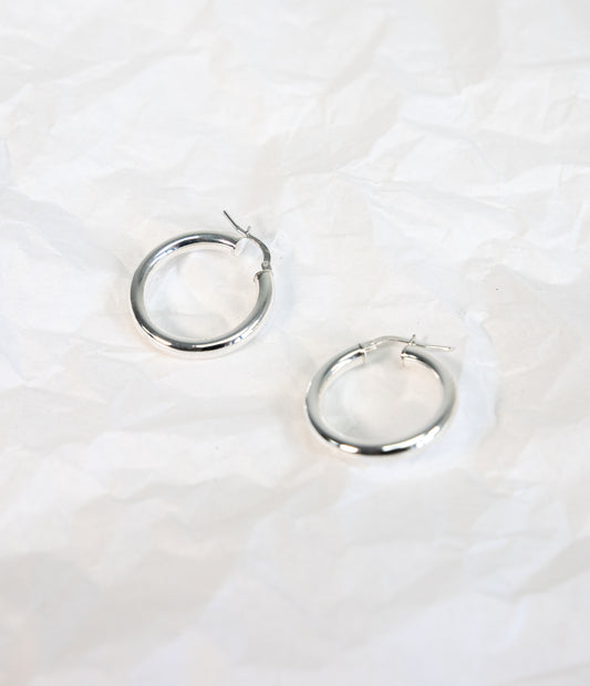 14mm Silver Hoop Earring